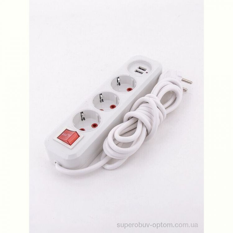 Техника и электроника LOOK&BUY P90401 Подовжувач 3гнізда, USB, 2,8м
