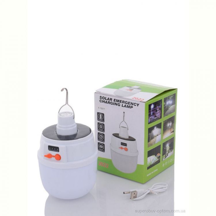 Техника и электроника 7garden F7877 кемпінговий ліхтар-лампа акумуляторна з сонячною панеллю, 5 режимів, 800mAh