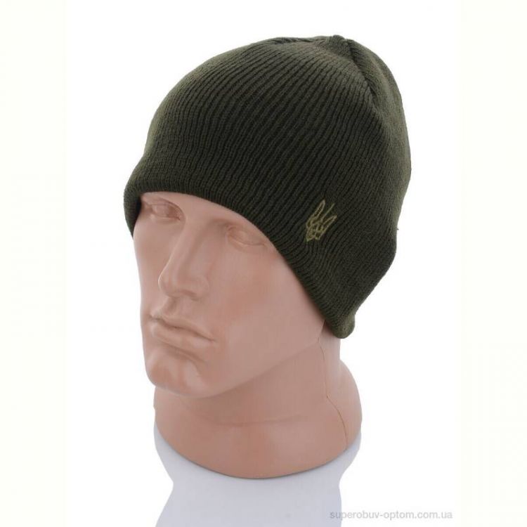 Шапка STARK Шапка в'язана з вишивкою тризуб фліс green