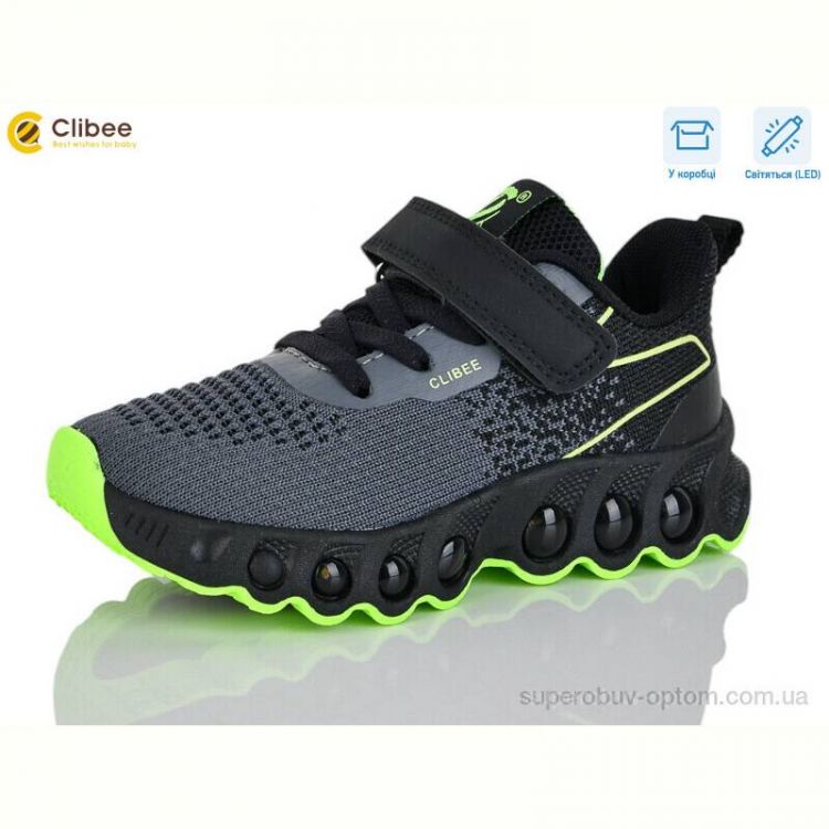 Кроссовки Clibee-Apawwa EB733-3 grey-green LED